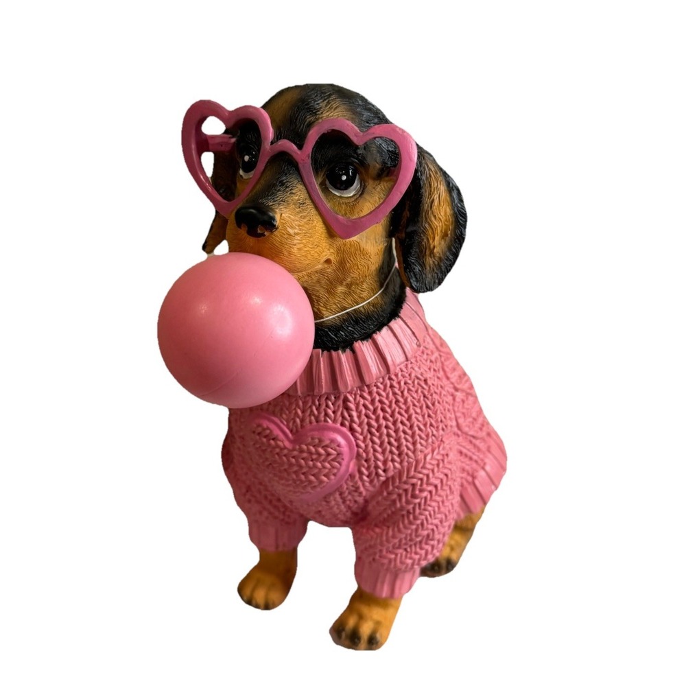 Valentine's Bubble Dachshund Weiner Dog Hearts Figure Viral Bella Lux NWT